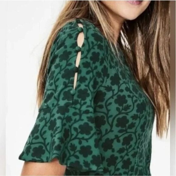 Boden Alexis Green Floral Jersey Fit N Flare Dress Size 6 - Picture 5 of 10